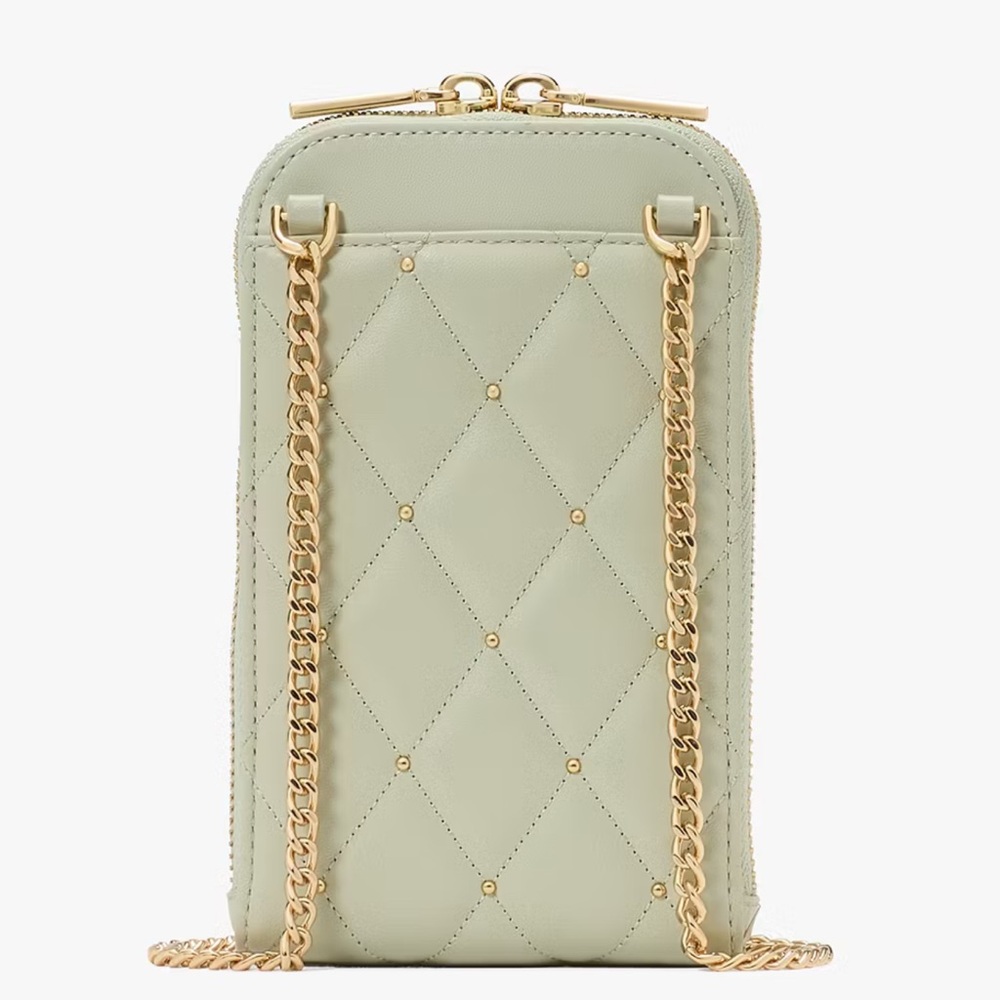 Kate Spade 18k Gold Hardware Carey Quilted Studded Phone Chain Crossbody - Picture 3 of 11